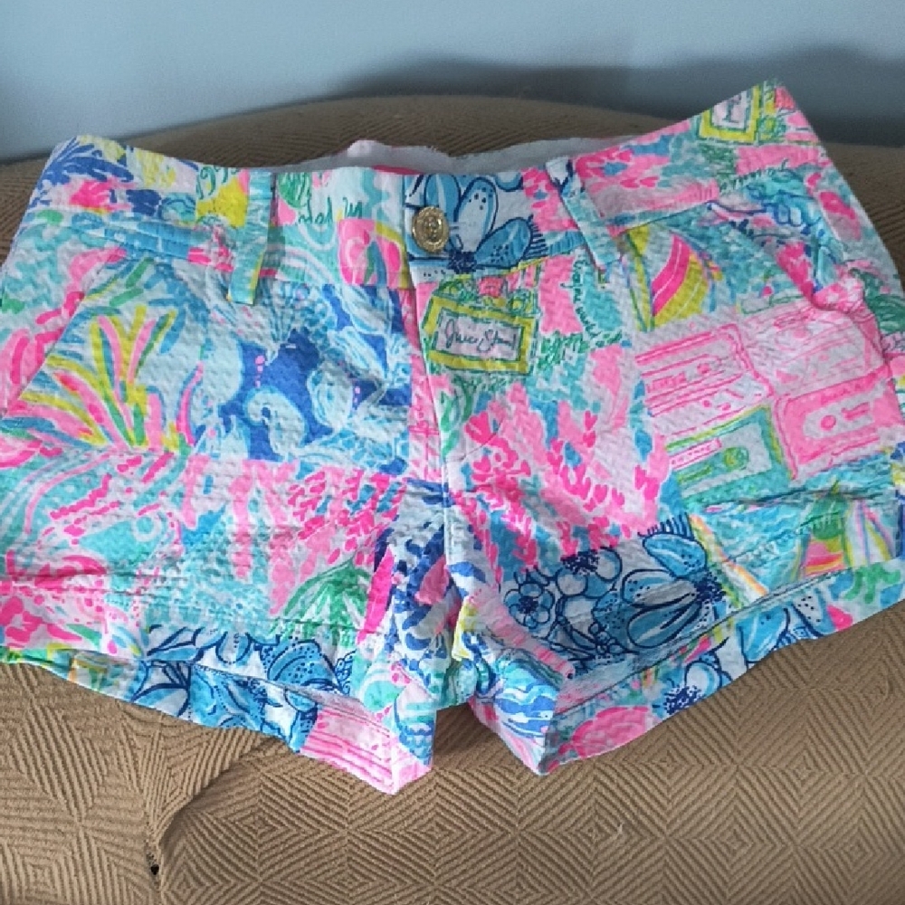Lilly Pulitzer High Waist Shorts in Pink and Blue